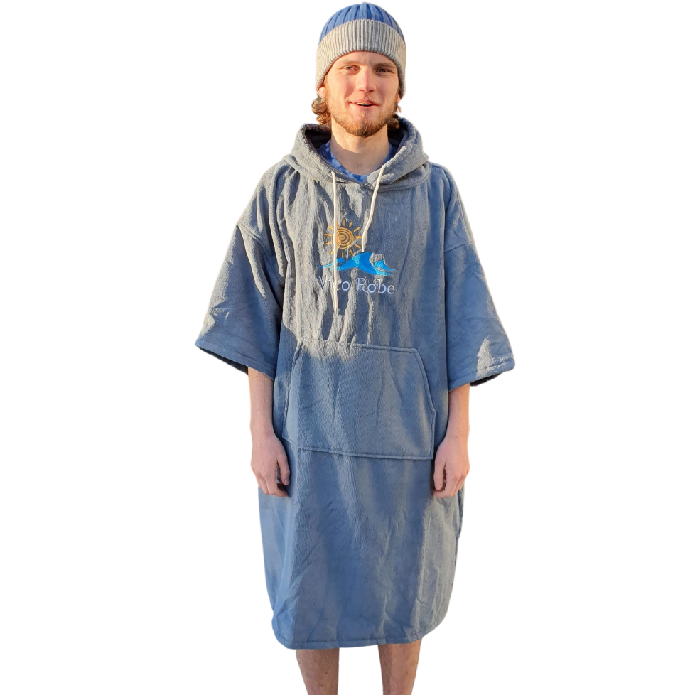 Adult Smoke Blue Microfibre Towel Robe